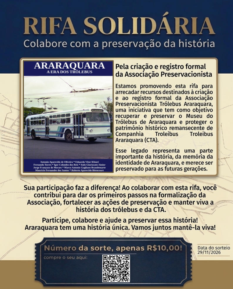 Concorra a uma edição impressa do livro ARARAQUARA A ERA DOS TRÓLEBUS 