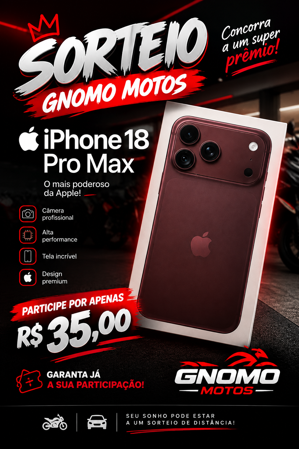 Concorra a um iPhone 18 Pro Max!