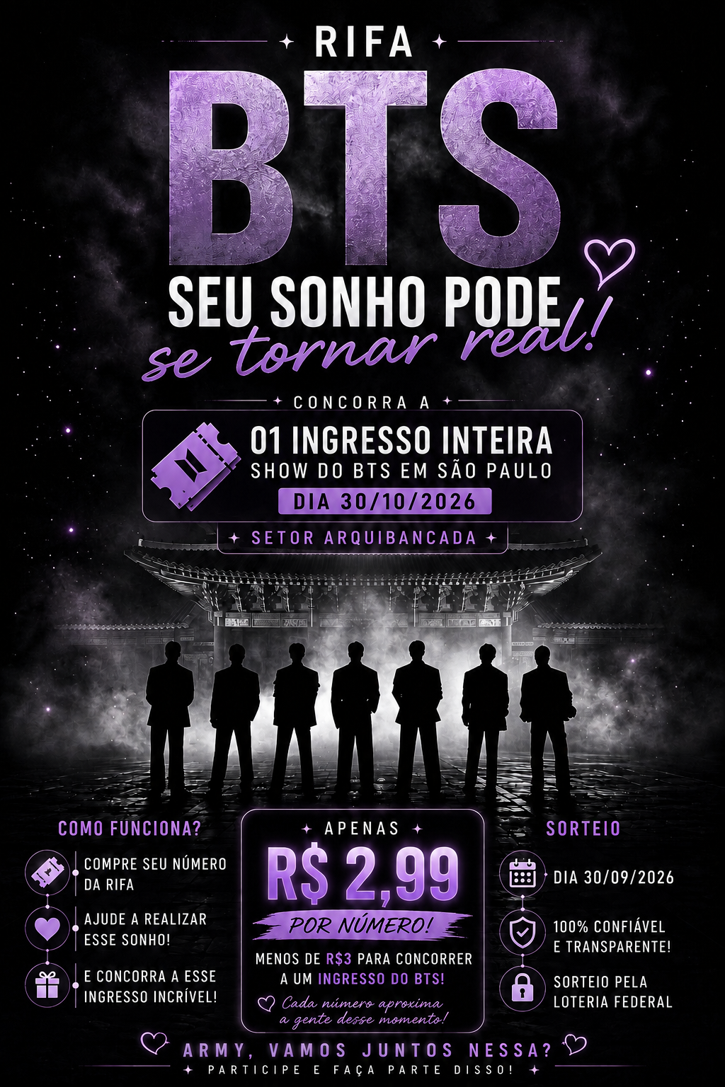 💜 RIFA BTS | SEU SONHO PODE SE TORNAR REAL! 💜
