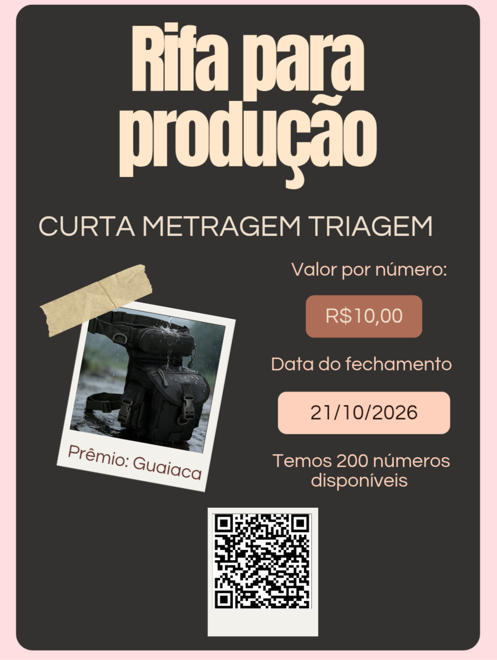 Rifa para produção do Curta Metragem Triagem