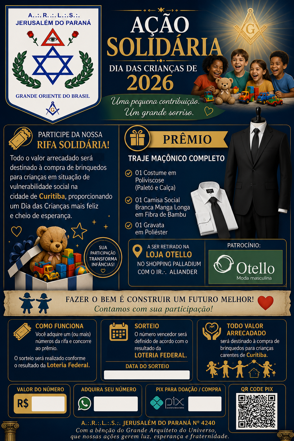 Ação Solidária para o Dia das Crianças 2026 - A∴R∴L∴S Jersusalem do Parana 4240