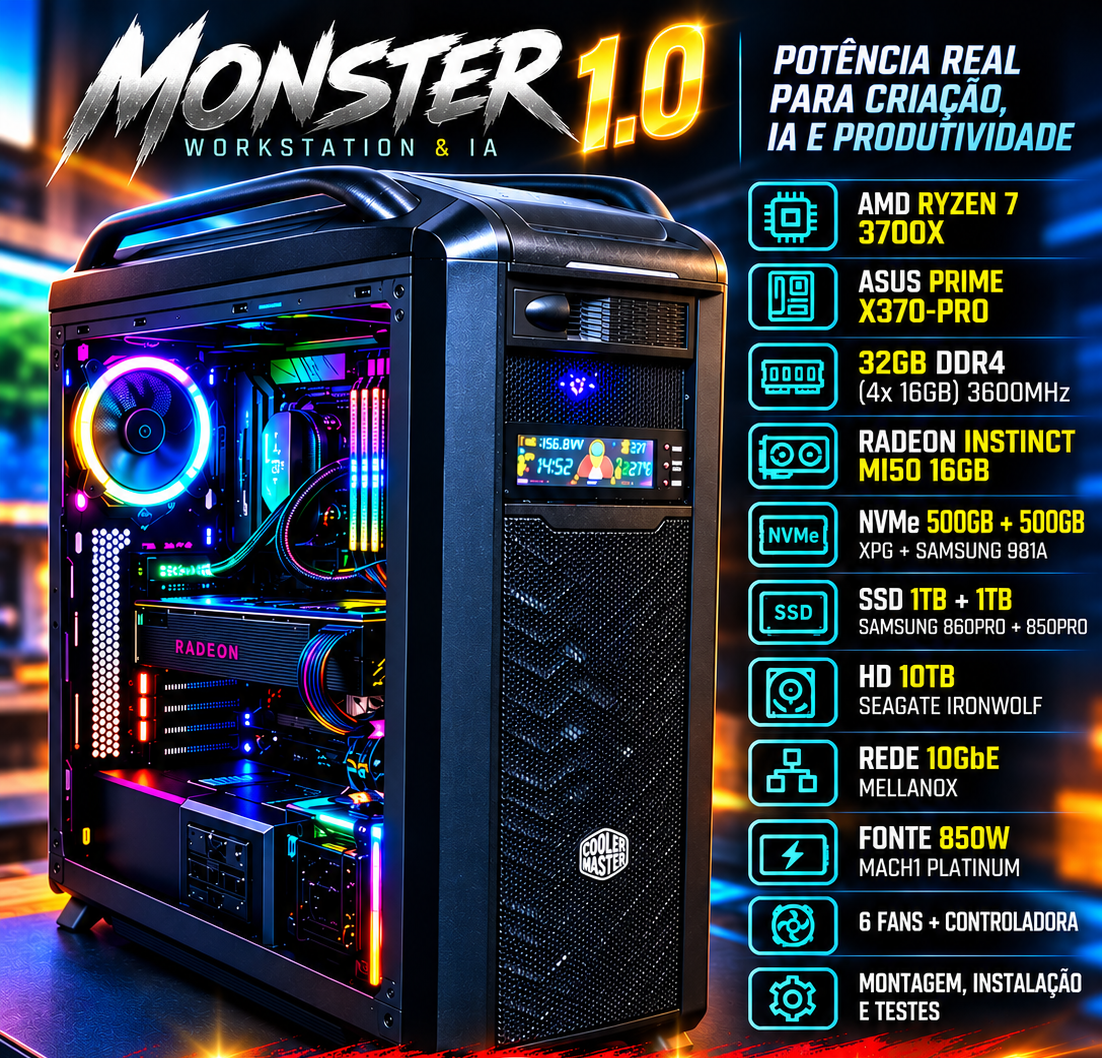 PC Gamer/Workstation/IA Monster Computer 1.0 avaliado em R$ 10k