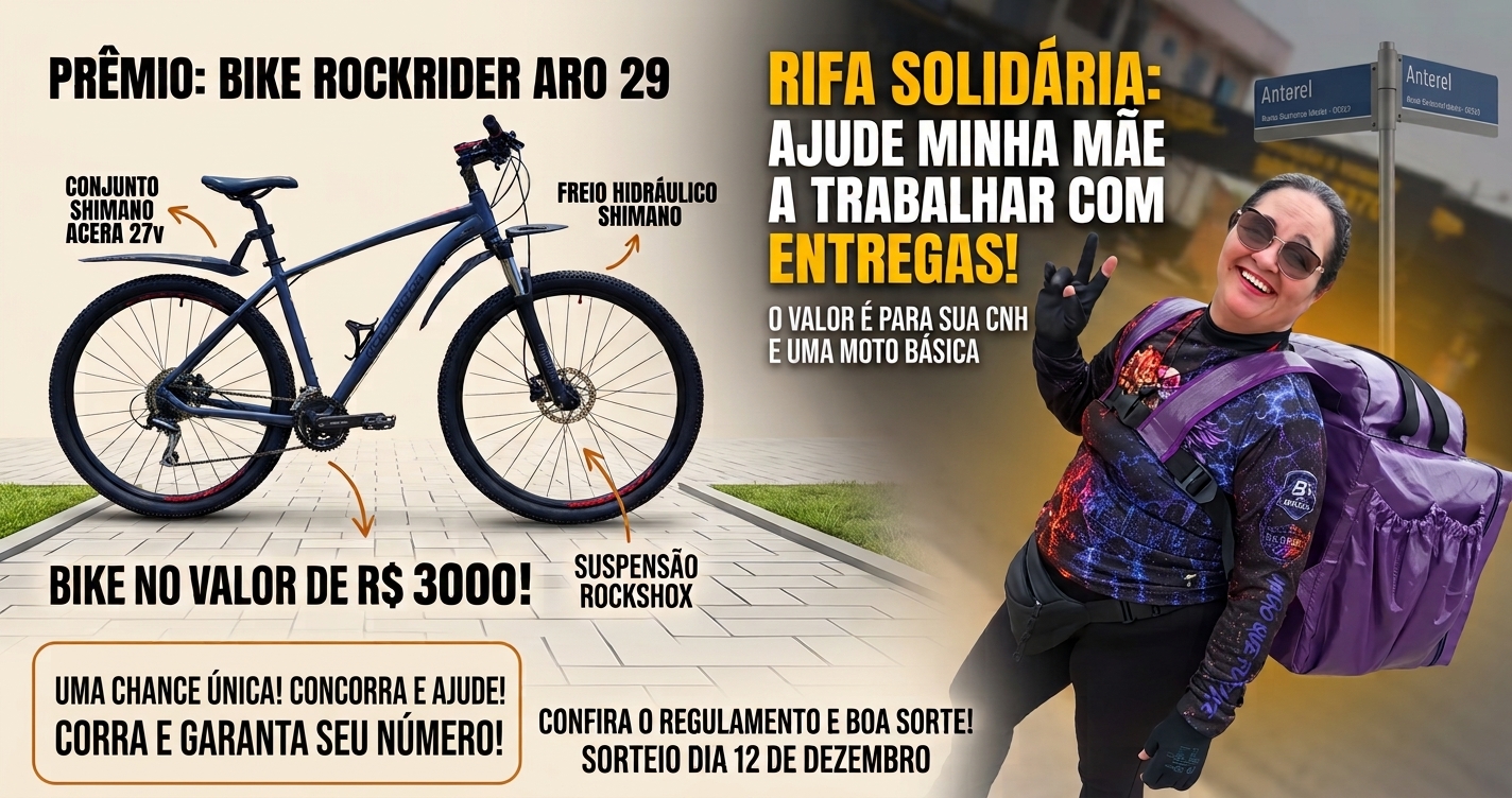 Concorra a uma Mountain Bike Aro 29 e ajude minha mãe!