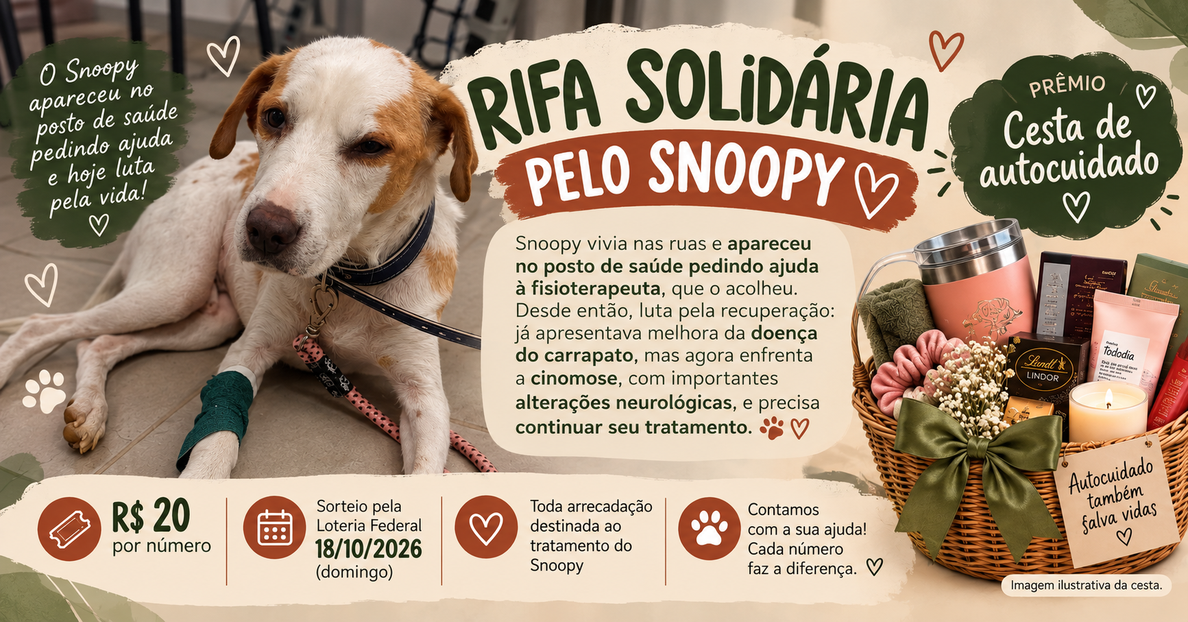 Rifa Solidária — Ajude no tratamento do Snoopy 🐾❤️