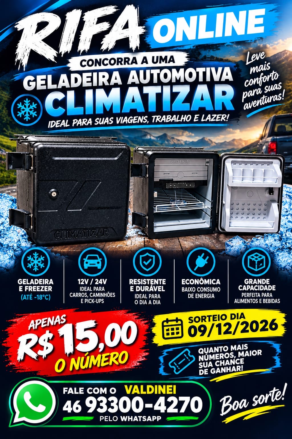 Geladeira climatizar 74 litros externa