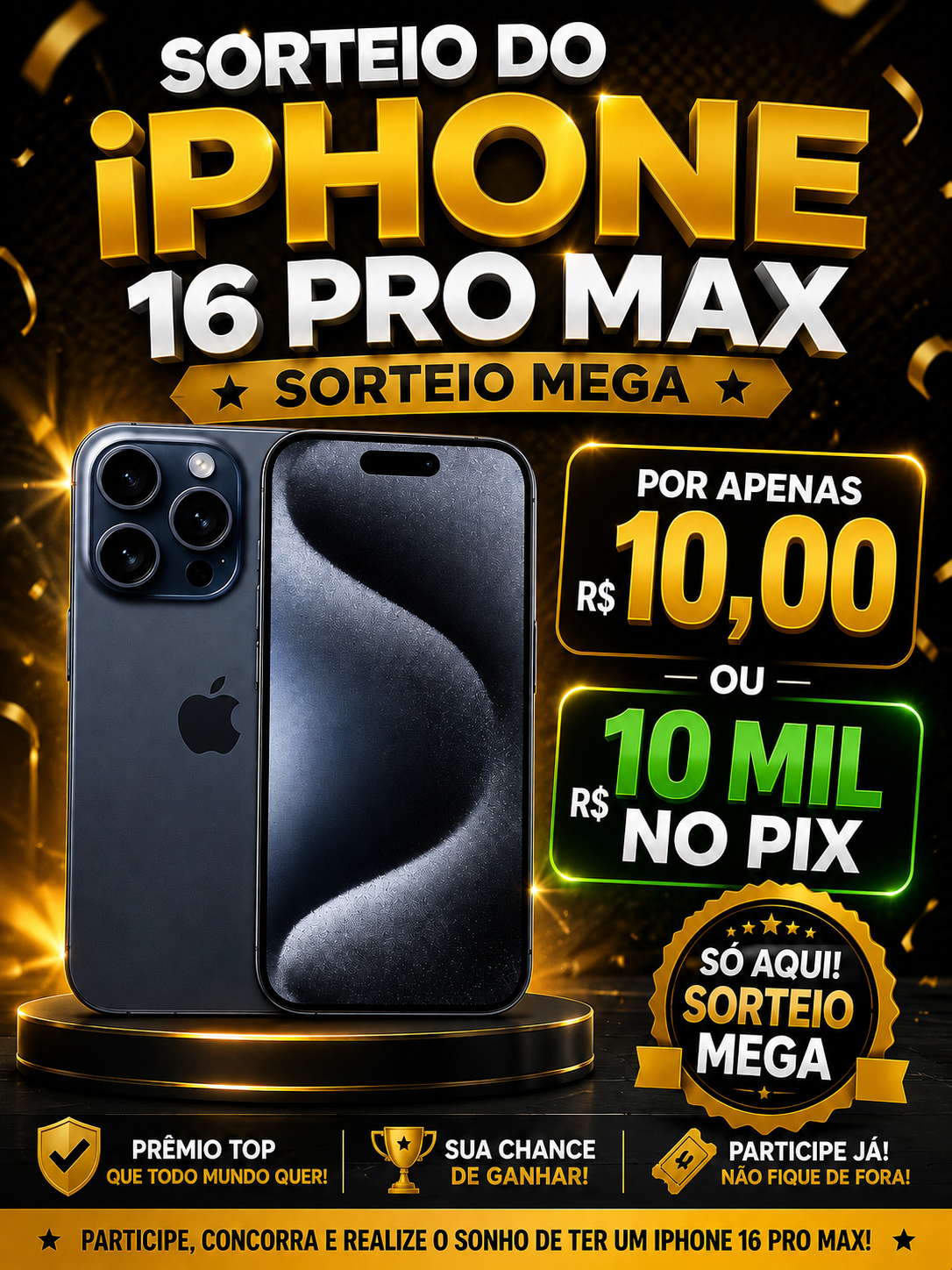 Sorteio iPhone 16 pro max 