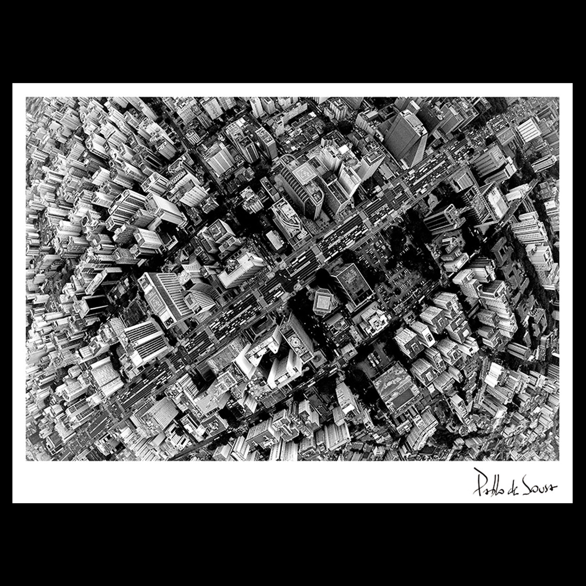 Pablo de Sousa - Imagem Aérea da Avenida Paulista - Enquadrada e Assinada Manualmente - 60x80cm