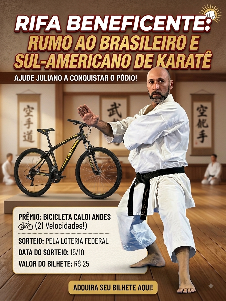 🥋Apoie o Karatê no Brasileiro & Ganhe uma Caloi Andes Aro 26!