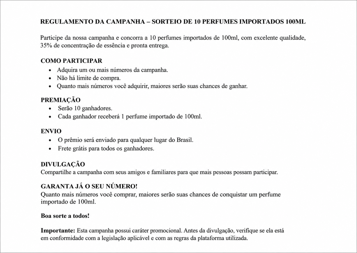 Regulamento — MATERIAL DE TRABALHO